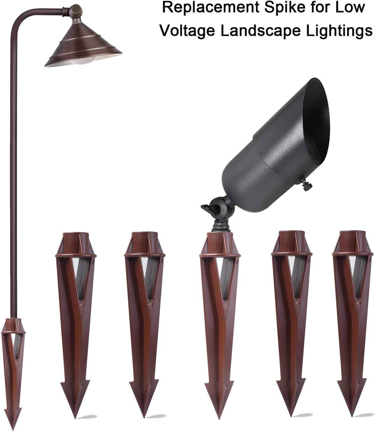 Ground Stake Spike for Outdoor Landscape Spot Path Solar Flood Light Replacement Light Stake Spike Part Holder, 1/2"-14 NPSM Thread Compatible with Kichler Landscape Lighting