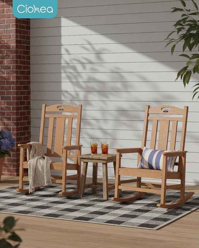 Ciokea Oversized Outdoor Rocking Chair, 380lbs Heavy-Duty Large Patio Rocker