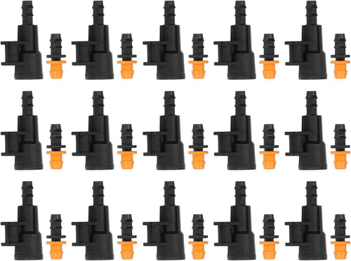 15sets Hose Connector G1/2 Inch Female Thread Rotating Sprinkler Adapter Bracket for 8/12 Distribution Tubing Hose Durable Plastic Irrigation Kit Accessories for Farmland Garden