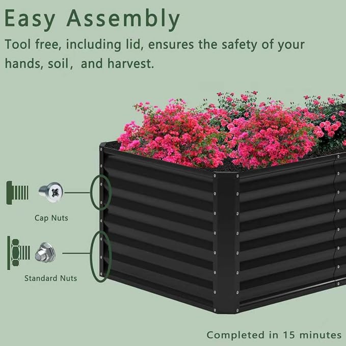 8x2x2FT Galvanized Raised Garden Bed, Planter Raised Beds-Metal Garden Box - Image 8