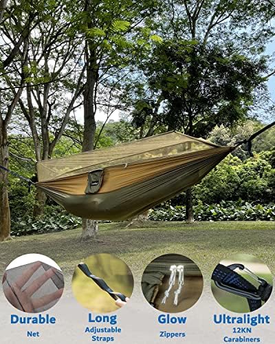 Sunyear Camping Hammock, Portable Single & Double Hammock with Net, 2