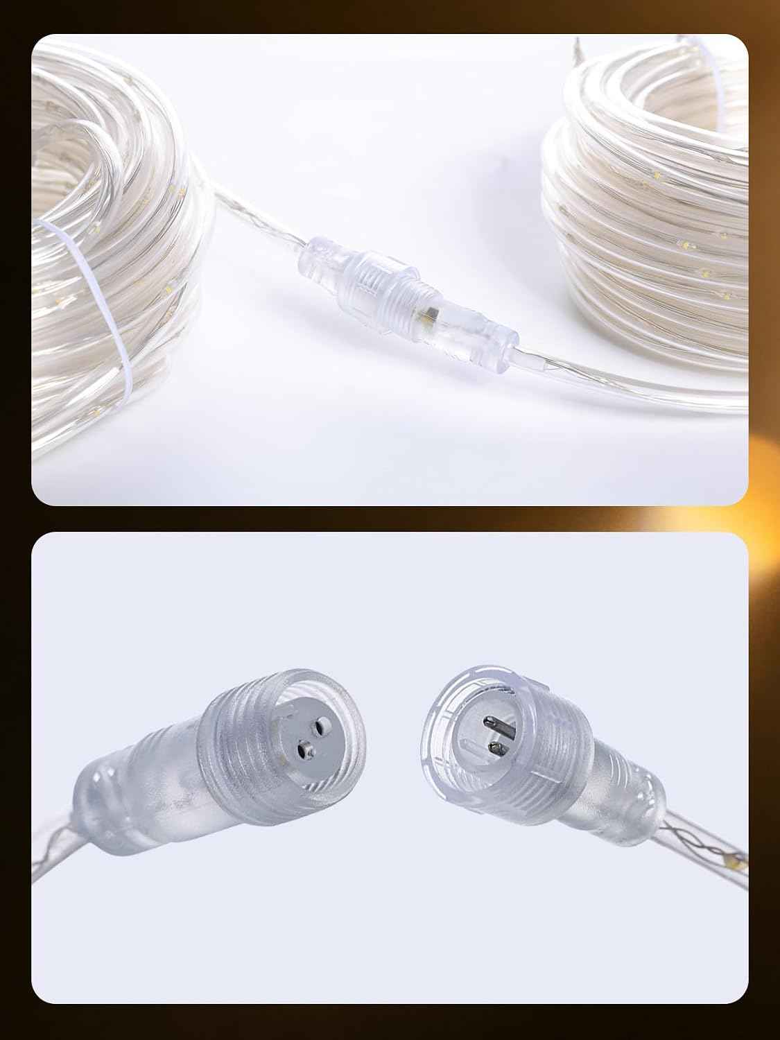 33FT 100LEDs Connectable Rope Lights Plug in,Warm White | Rope Lights for Outside,Waterproof 8 Modes Remote Tube Light for Indoor Outdoor Christmas Wedding Birthday Patio Porch Garden