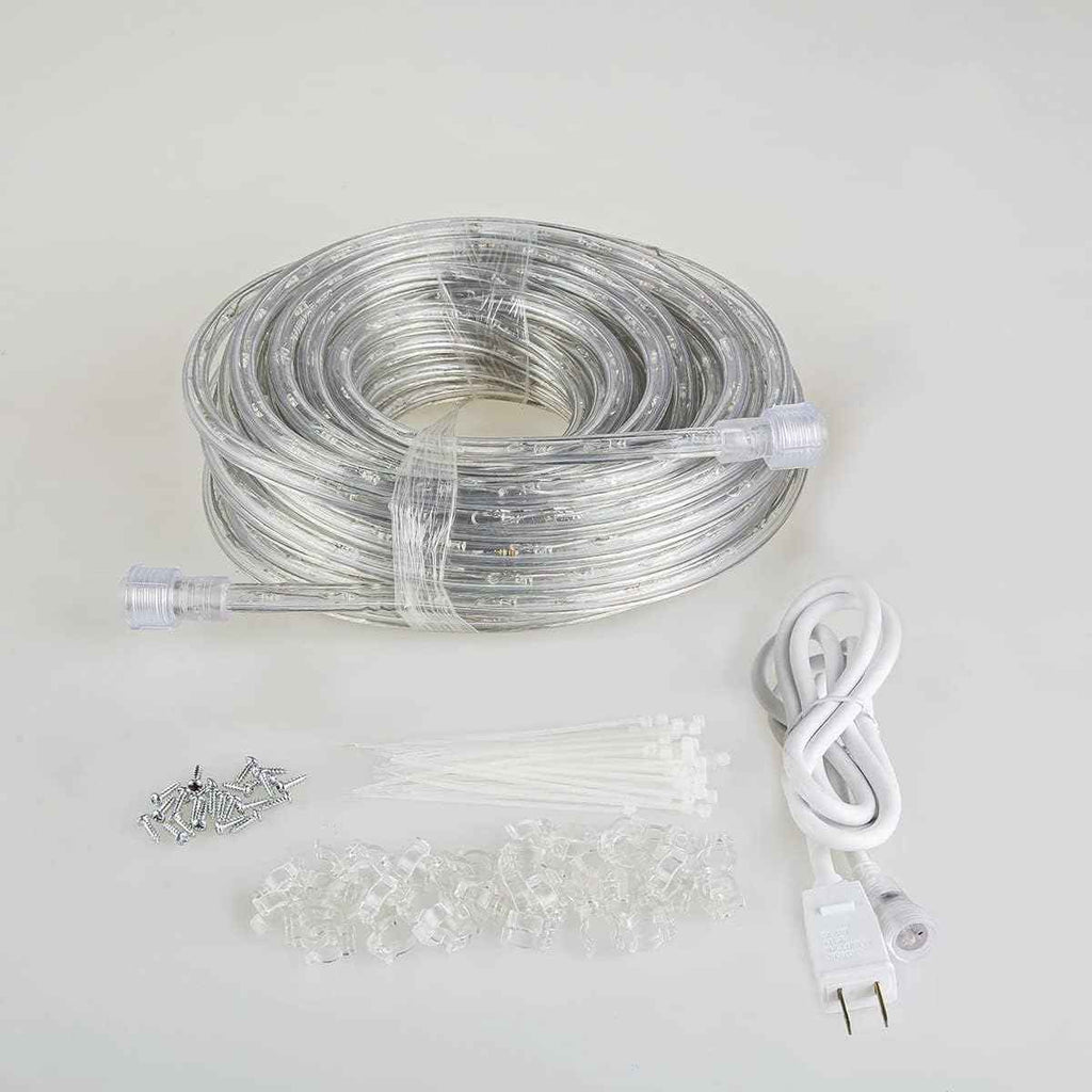 50ft/15m Plug in LED Rope Lights, 540 Warm White LEDs, 110V, Waterproof, Connectable,Power Socket Connector Fuse Holder, Indoor/Outdoor Use, Ideal for Backyards, Decorative Lighting