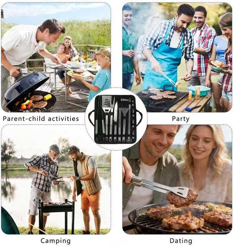 16PCS BBQ Grill Accessories Set,Grilling Tools Gift Set for Men Birthday Father's Day, Portable Multifunction Grilling Utensils Tools Kit with Storage Bag for Outdoor Grill Camping BBQ Party