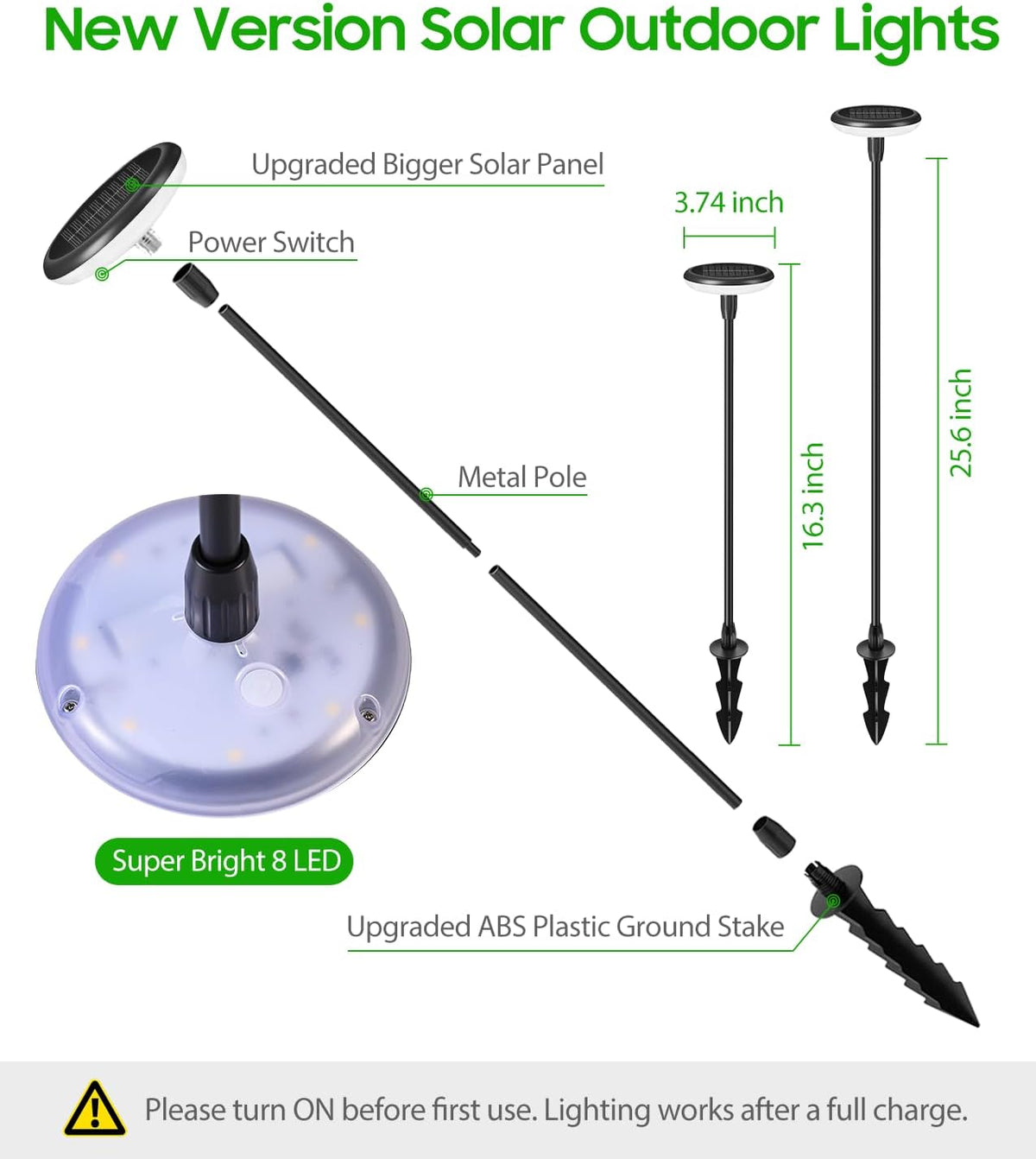 LETMY Solar Pathway Lights Outdoor, 8 Pack Bright Solar Garden Lights | 8 Bright LED, 3000K Warm White, 12-16H Runtime, IP65 Waterproof, Auto On/Off, Landscape Lighting for Yard, Path & Garden Lawn