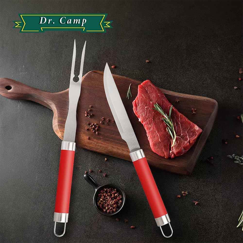 Dr. Camp 5 Piece Grill Accessories Grill Tools Set Heavy Duty Stainless Steel Grilling Accessories for Outdoor Grill BBQ Utensils Set