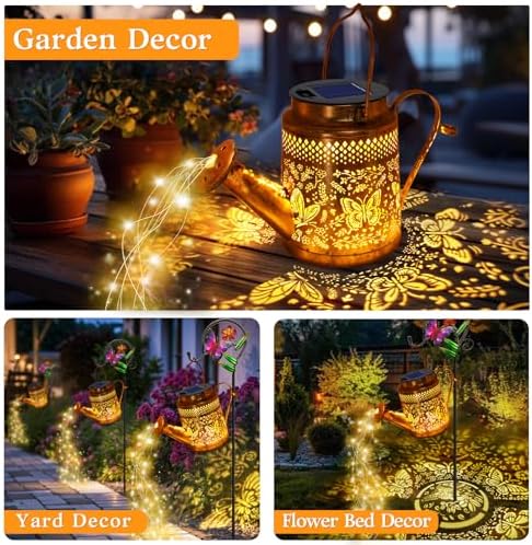 2 Pack Big Solar Butterfly Watering Can Lights, Gift For Mom Grandma