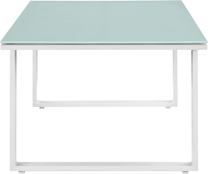 Modway Fortuna Aluminum Glass Outdoor Patio 44" Coffee Table in White by Modway