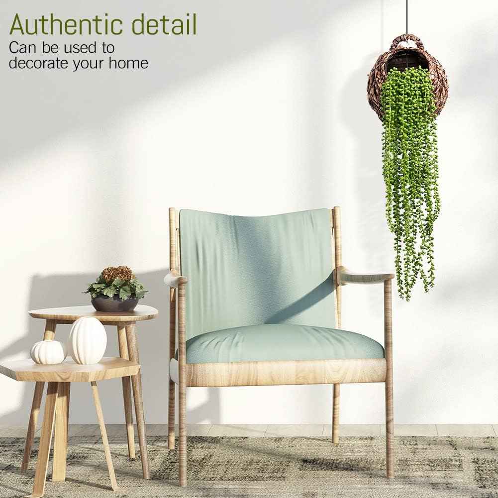 dallisten 6 Pcs Artificial Succulents Hanging Plants, Fake String of Pearls Greenery Plants, Decoration for Wall, Home, Backdrop, Garden, Indoor and Outdoor