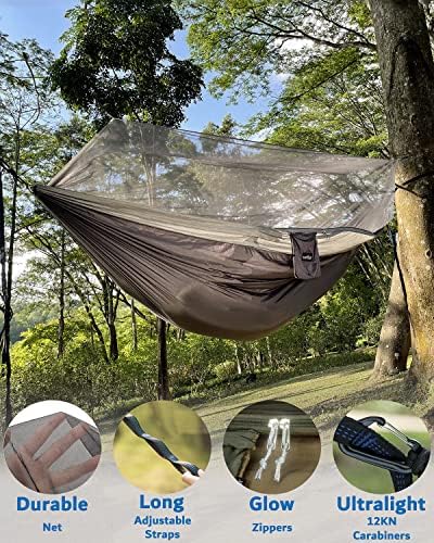 Sunyear Camping Hammock, Portable Single & Double Hammock with Net, 2