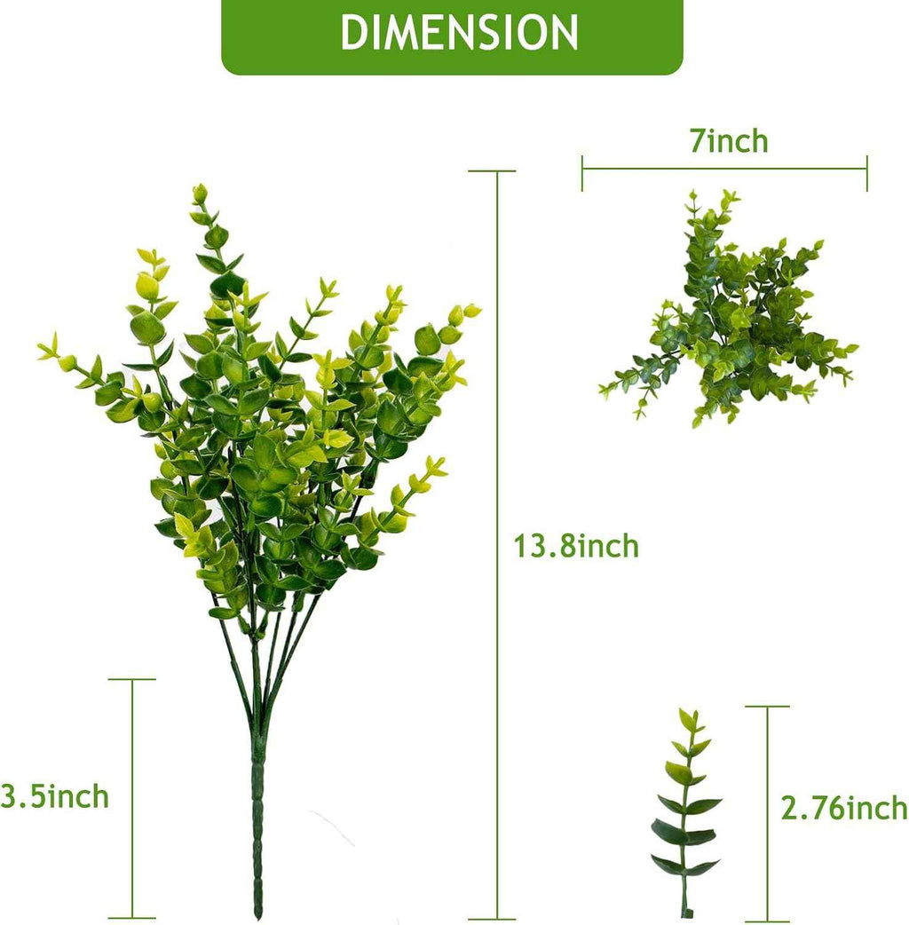 Artificial Flowers for Outdoors, 12 Bundles UV Resistant, Green | Realistic UV-resistant plastic flowers for patios, planters, porch, garden and outdoor decoration.