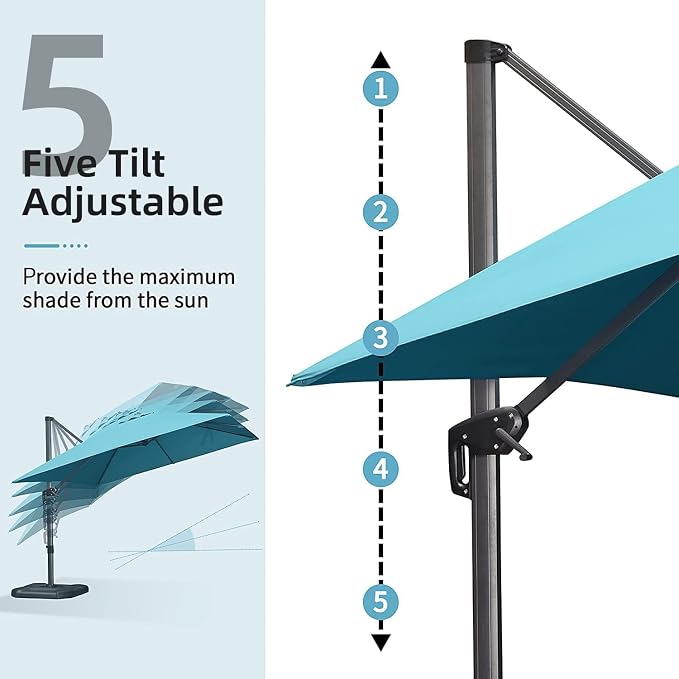PURPLE LEAF 9' X 11.5' Patio Umbrella Outdoor Cantilever Rectangle Umbrella - Image 7