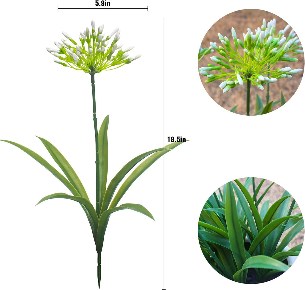 8 Bundles Artificial Flowers Plants for Outdoor Planters | 18.9 in Green Large Fake Flowers | Spring Summer Look Real Plasic Faux Plant for Front Porch Pathway Garden Patio (Green)