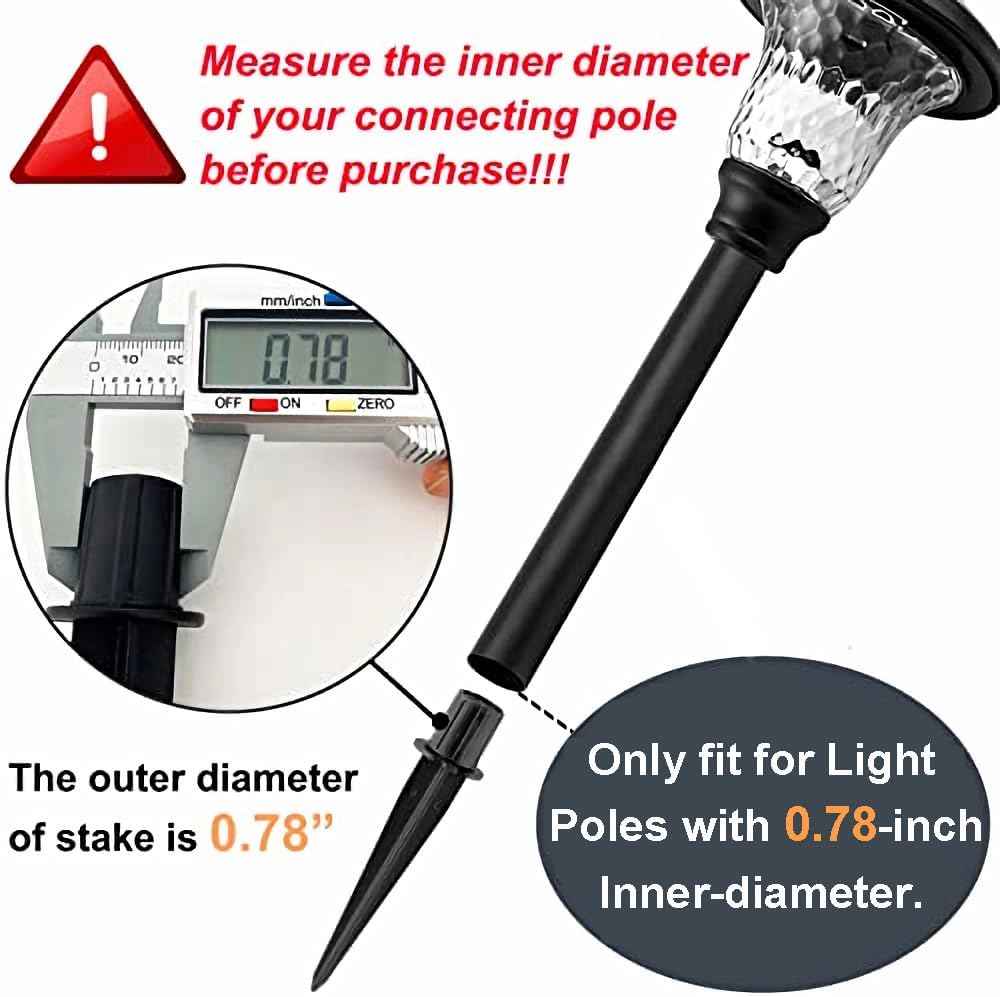 Metal Replacement Stakes for Solar Lights 3/4 inch (0.78" Actual), 6 Pack | Optimized Ground Anchoring Ensures Stability. Weather-Resistant Finish Prevents Corrosion. Perfect for Pathway & Landscape.