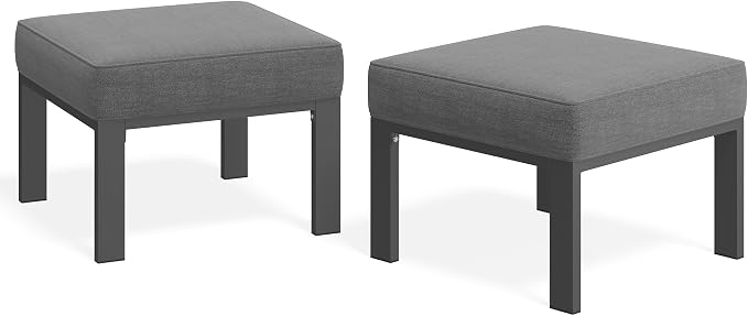 Wisteria Lane Patio Furniture Footstools Metal Ottomans Set of 2, Metal Outdoor - Image 3
