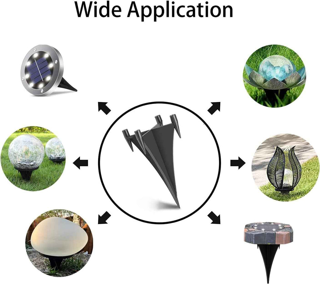 Replacement Stakes for Solar Ground Light, 6 Set Reinforced Plastic Ground Spikes, Replacement Parts for Solar Pathway Disk Light and Garden Glass Ball Outdoor