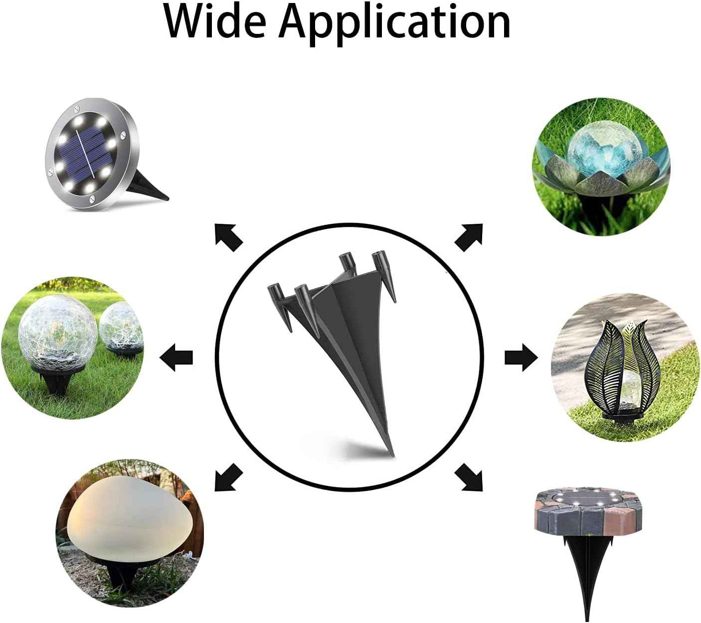Replacement Stakes for Solar Ground Light, 6 Set Reinforced Plastic Ground Spikes, Replacement Parts for Solar Pathway Disk Light and Garden Glass Ball Outdoor