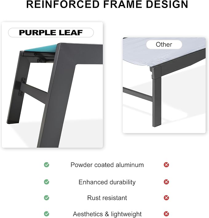PURPLE LEAF Outdoor Chaise Lounge Set of 2 Aluminum Patio Lounge Chair - Image 8