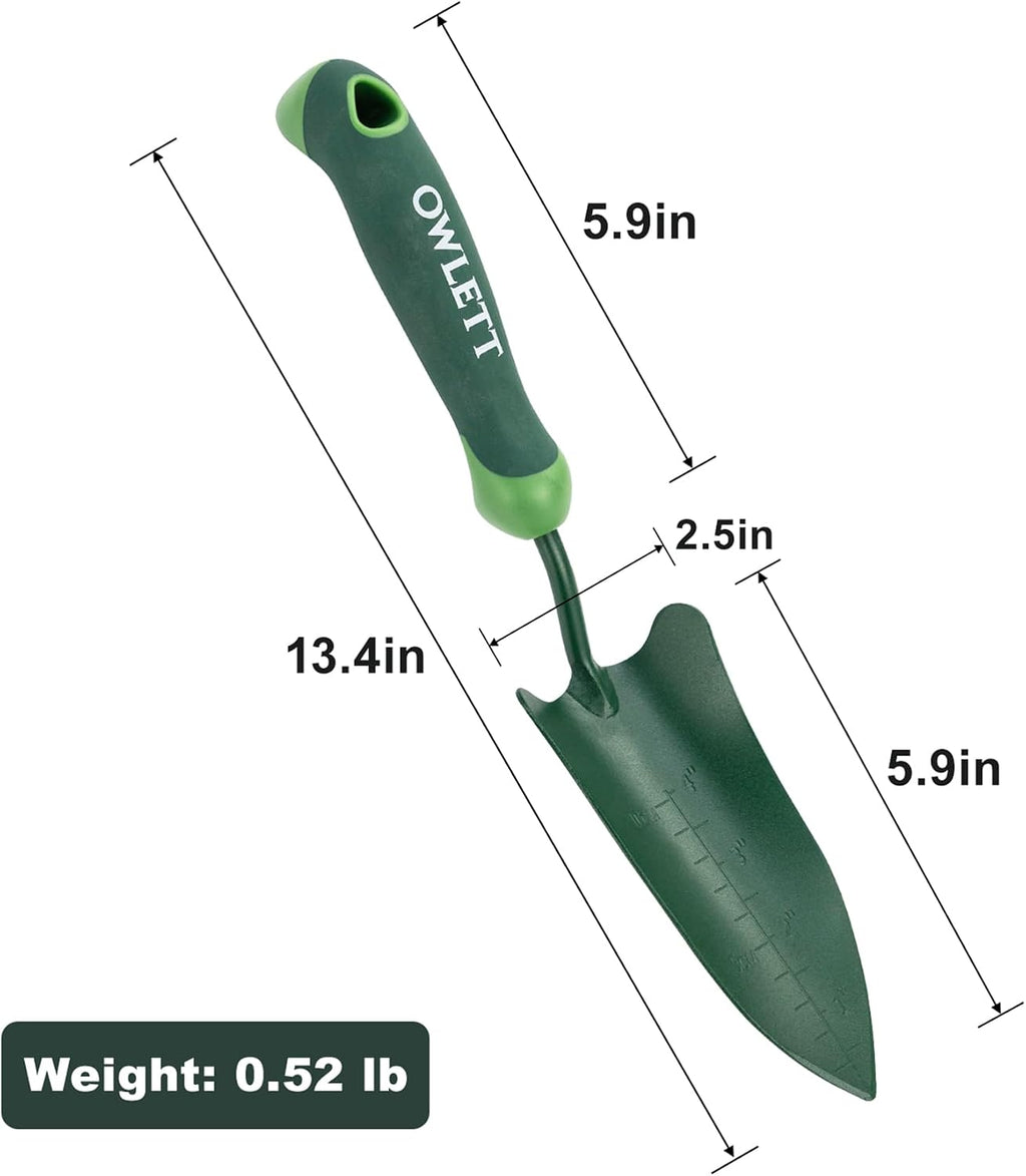 Garden Trowel with Measurements, High-Hardness Small Hand Shovel with Soft Ergonomic Handle, Rustproof Potting Trowel Gardening Hand Tools for Digging, Planting, Transplanting, Weeding