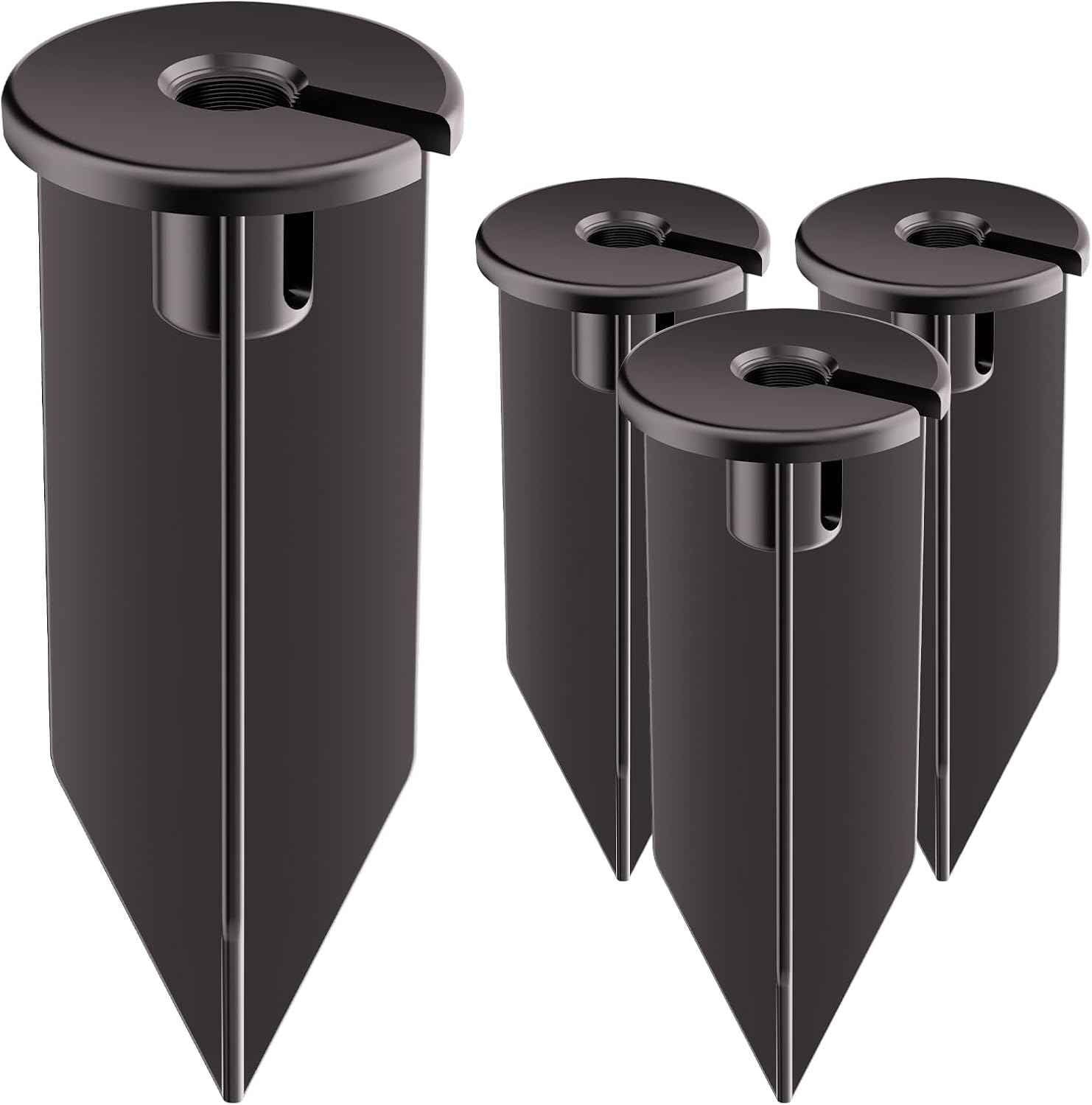 Landscape Lighting Stakes Replacement 1/2 NPT Thread Spike 4-Pack | ABS Female Thread, Fits for Kichler Light Stakes, 3" Large Head, 8" in-Ground Landscape Lighting Parts, Side Wire Way