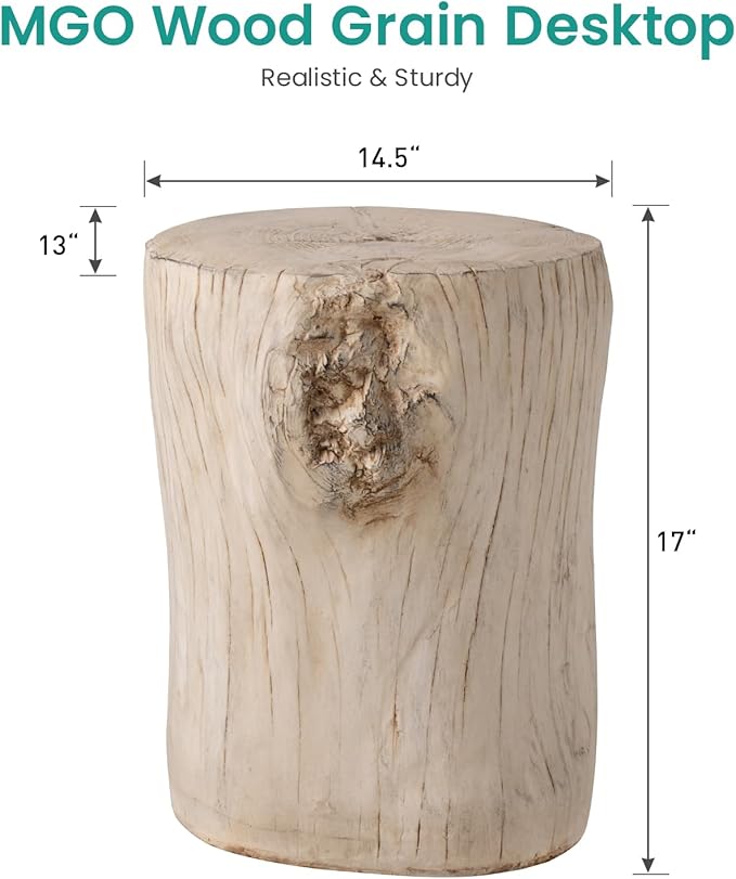 SUNBURY Stump Side Table, Concrete Side Table, Patio Faux Wooden End Table - Image 3