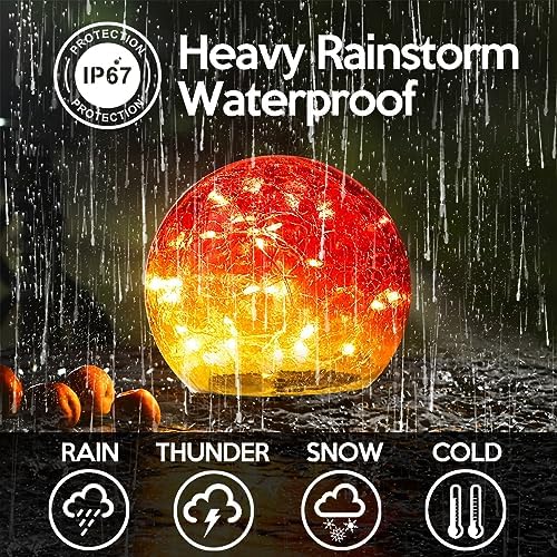 Outdoor Waterproof Solar Gradient Red Globe Lights, Led Solar Round