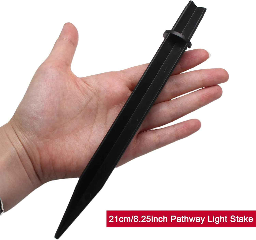 Biaungdo 8 Black Ground Spikes, 8.25 Inch ABS Plastic Solar Light Stakes | High-Strength ABS Plastic Weather Resistant, Easy Push Into Ground, 0.83 Inch Mounting Diameter, Garden Pathway Torch Lights