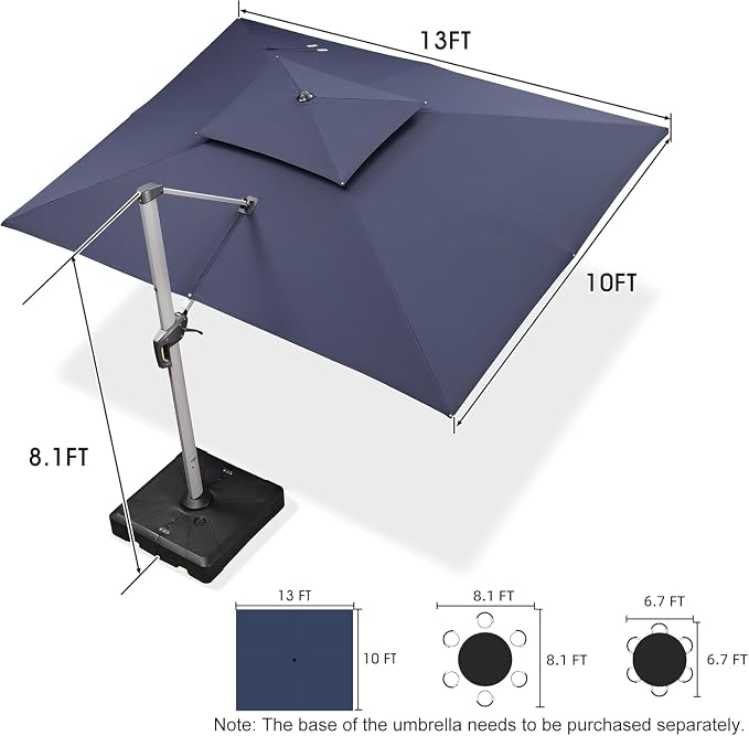 PURPLE LEAF 10' X 13' Patio Umbrella Outdoor Rectangle Umbrella Large - Image 9