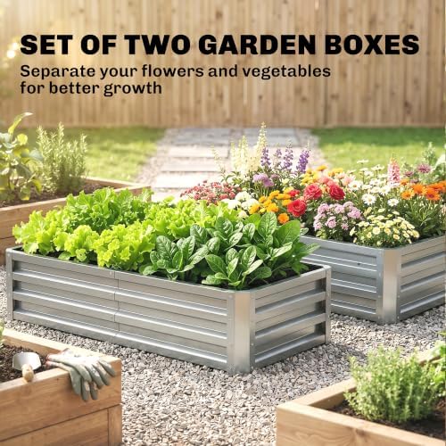 Outsunny 4' x 2' x 1' Galvanized Raised Garden Bed, Silver