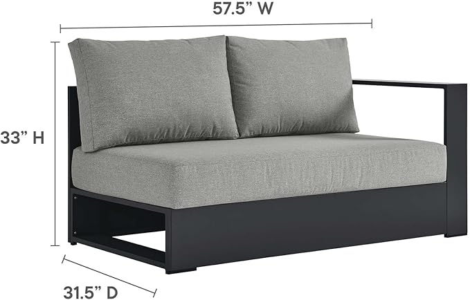 Modway Tahoe Aluminum Modular Right-Facing Outdoor Patio Loveseat Gray - Image 2