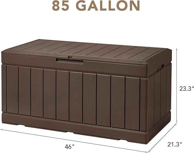 Devoko 85 Gallon Deck Box Lockable Resin Outdoor Storage Box waterproof Outdoor
