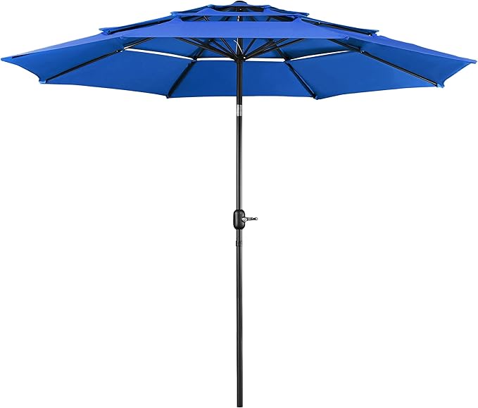 Yaheetech 3 Tier Patio Umbrella 10ft Vented Outdoor Large Market Table Umbrella by Yaheetech