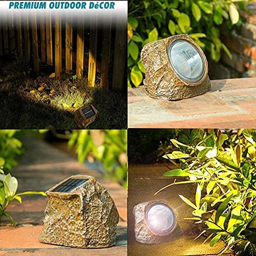 EiGreen Solar Garden Rock Lights Outdoor, 2 Pack 10 LED Waterproof