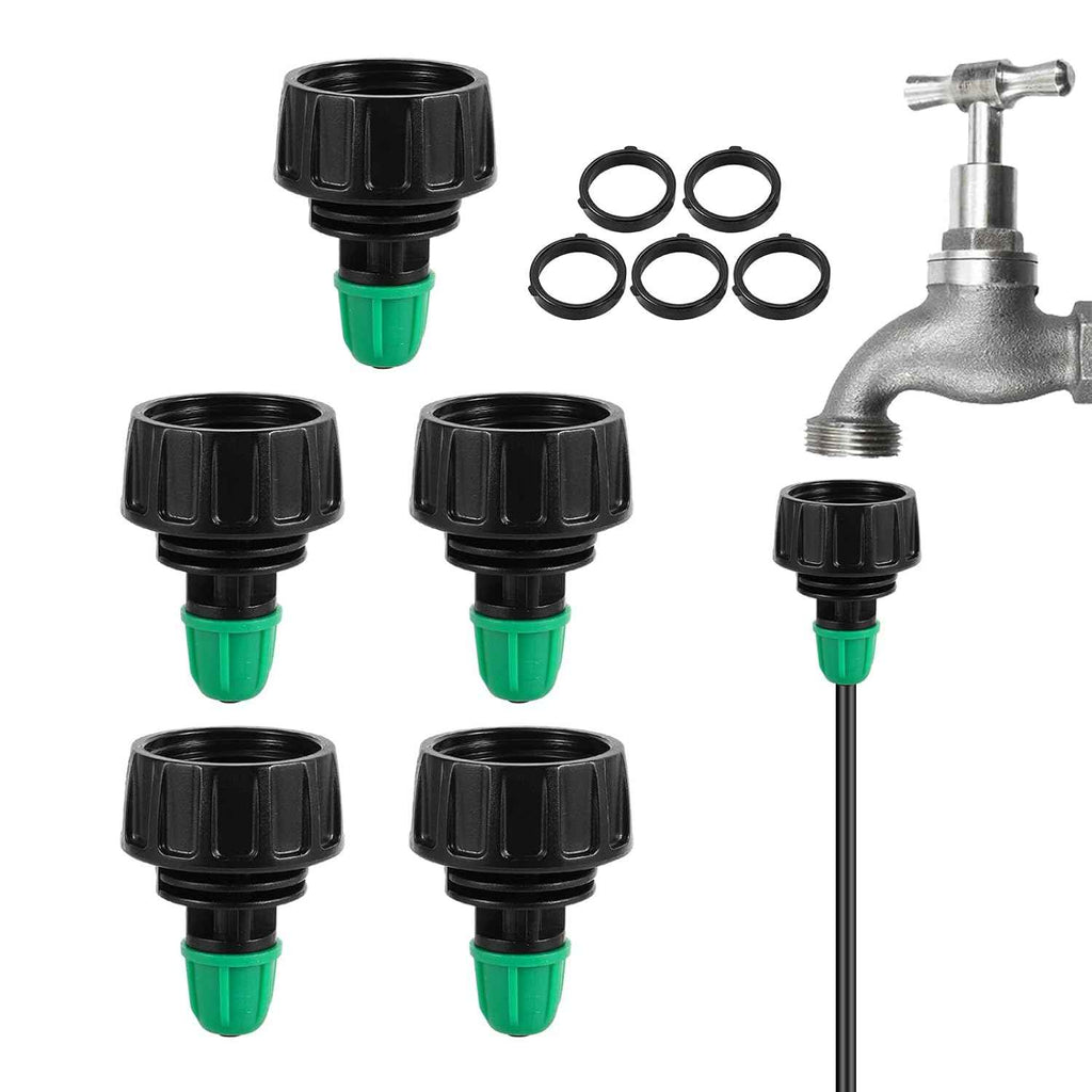 5Pcs 3/4" to 1/4" Drip Irrigation Tubing Connectors for Garden Hose | Lock Barbed Design, 3/4 Us Standard GHT Thread, High Quality, Durable Construction, Easy Installation, Versatile Use