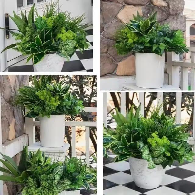 Trivon 18 Bundles Artificial Plants Outdoor, Fake Outdoor Plant Bushes with UV Resistant Greenery, Faux Leaves Stems, Realistic Decorative for Patio Garden, Yard, Porch & Fake Green