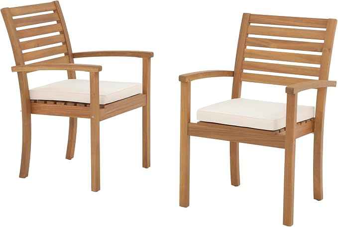 OC Orange-Casual Stackable Patio Dining Chairs Set of 2, Outdoor Acacia Wooden