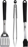 Kingsford 3-Piece Rust-Resistant Stainless Steel BBQ Tool Set, 3 Count | Rust-resistant stainless steel, spatula tongs and basting brush, outdoor grilling and cooking