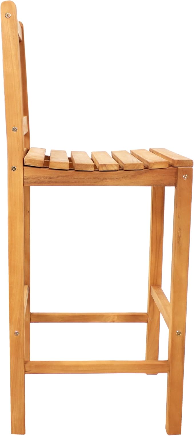 Sunnydaze Solid Teak Wood Outdoor Bar Chair - Image 7