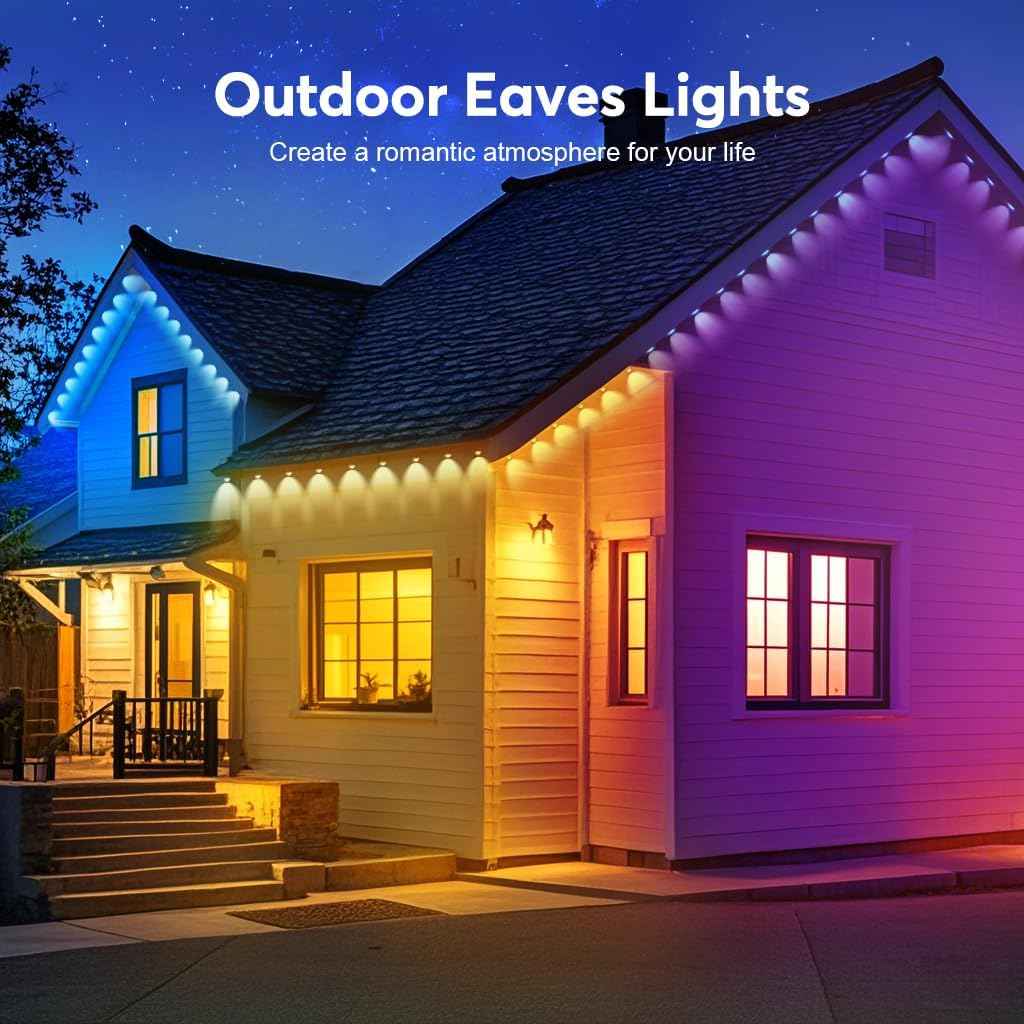 RaThun Permanent Outdoor Lights, Smart Decor with 72 Scene Modes, 100ft with 60 LED Lights, IP67 Waterproof for Outdoor Decorations, Work with App & Remote