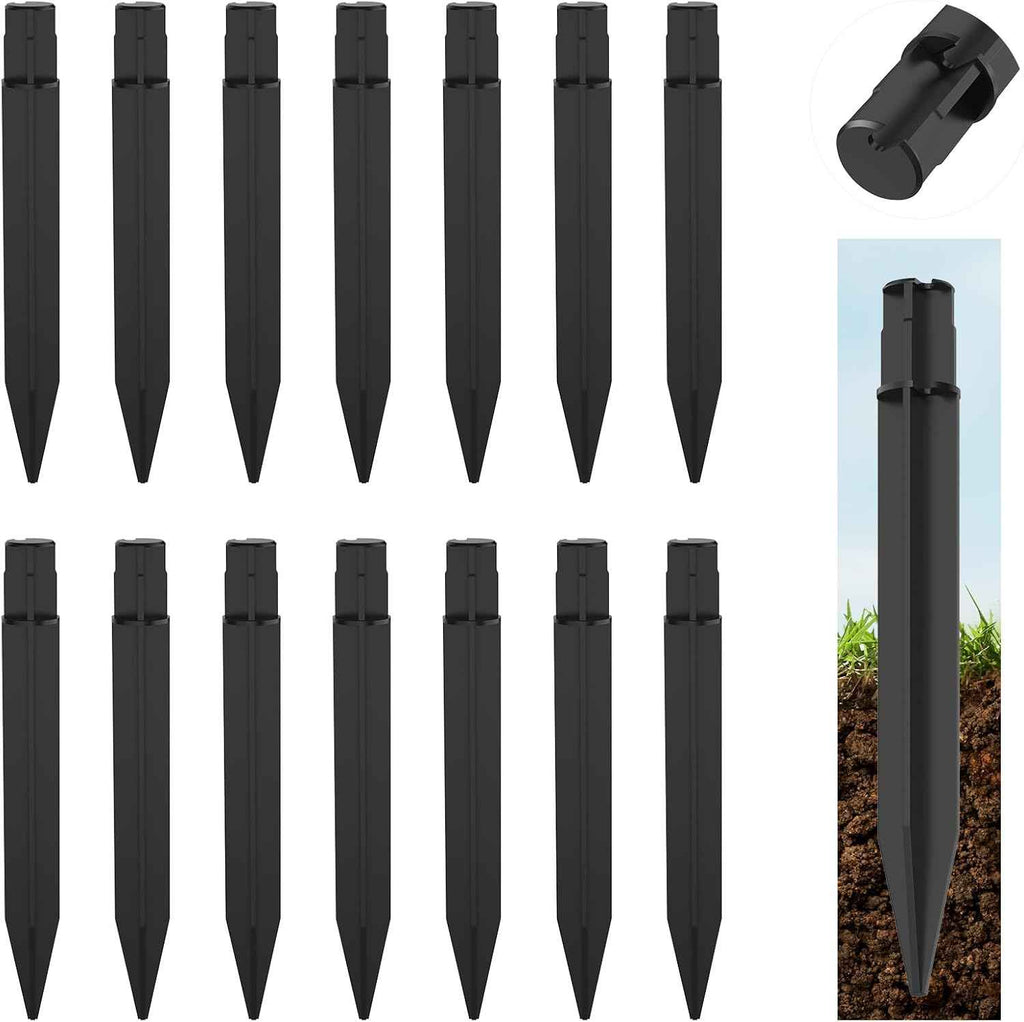 15 Pcs 8.25 Inch ABS Plastic Ground Spikes for Solar Torch Lights | Black Replacement Stakes for Garden Pathway Markers
