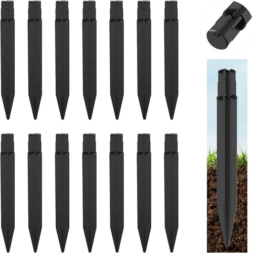 15 Pcs 8.25 Inch ABS Plastic Ground Spikes for Solar Torch Lights | Black Replacement Stakes for Garden Pathway Markers