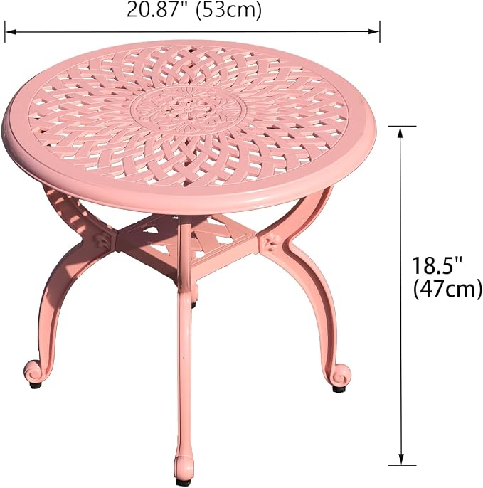 Cast Aluminum Outdoor Side Table, Small Patio Table, Outdoor Coffee Tables - Image 3