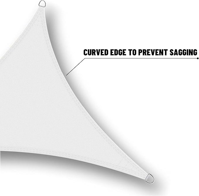 SUNNY GUARD Waterproof Sun Shade Sail 12' x 12' x 12' White Triangle UV Block - Image 4
