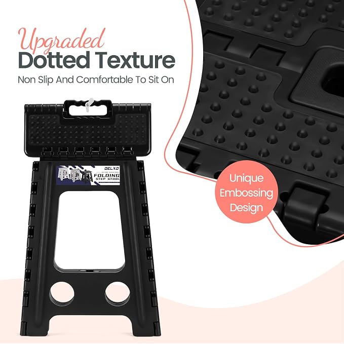 Delxo Folding Step Stool 17.5 Inch Non-Slip Foldable Stools - Image 7