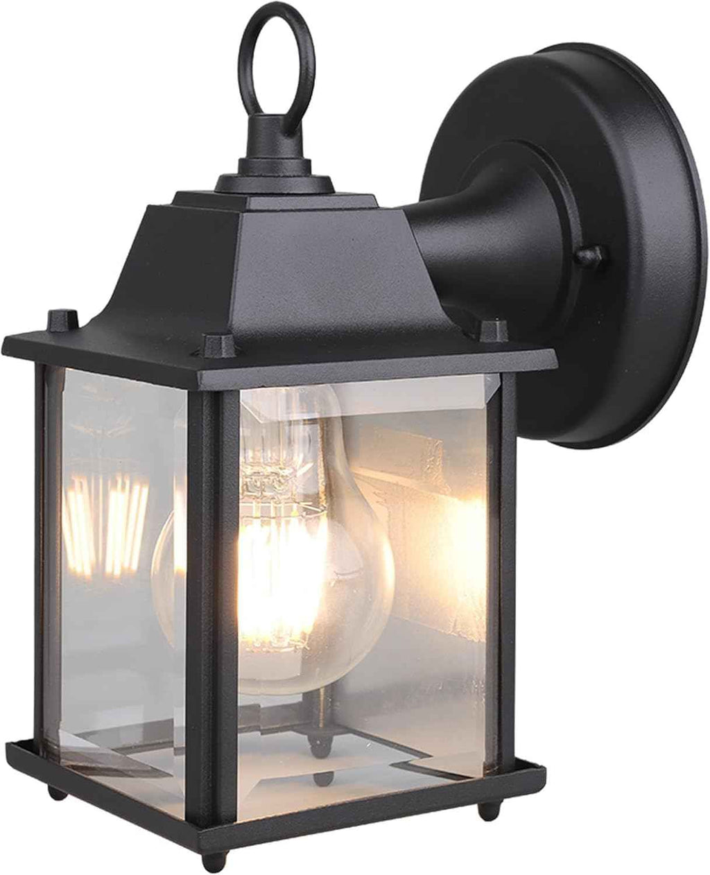 Outdoor Porch Light for House E26 Aluminum Glass, Black, 1 Pack | IP65 Waterproof Outdoor Wall Light Fixture, E26 Base 60W Max Exterior Wall Lantern Sconce for Front Door, ETL UL CSA Listed