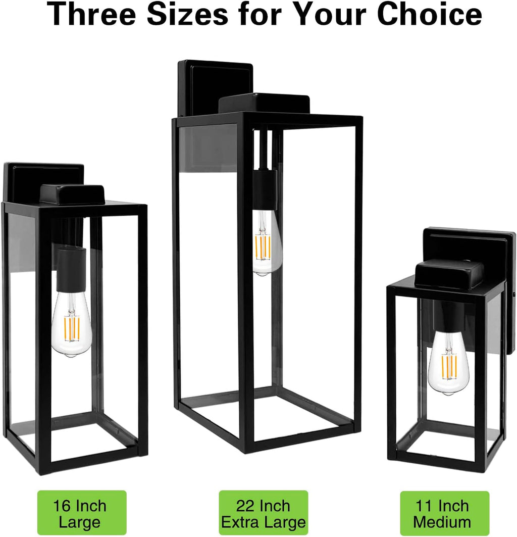hykolity Large Size Outdoor Wall Lights,16 Inch Wall Lantern | Waterproof Exterior Wall Sconce, Anti-Rust Wall Mounted Lighting with Glass Shade, Lamp with E26 Socket for Porch, 1 Pack