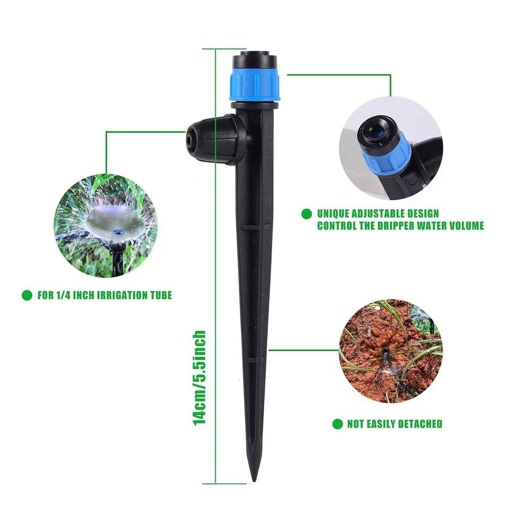 50 Pcs 360° Adjustable Drip Irrigation Spray Emitters | Drippers Sprayer for 1/4 inch Tubing, Garden Drippers Sprayer Perfect for House Garden Watering System (50pcs-Blue)