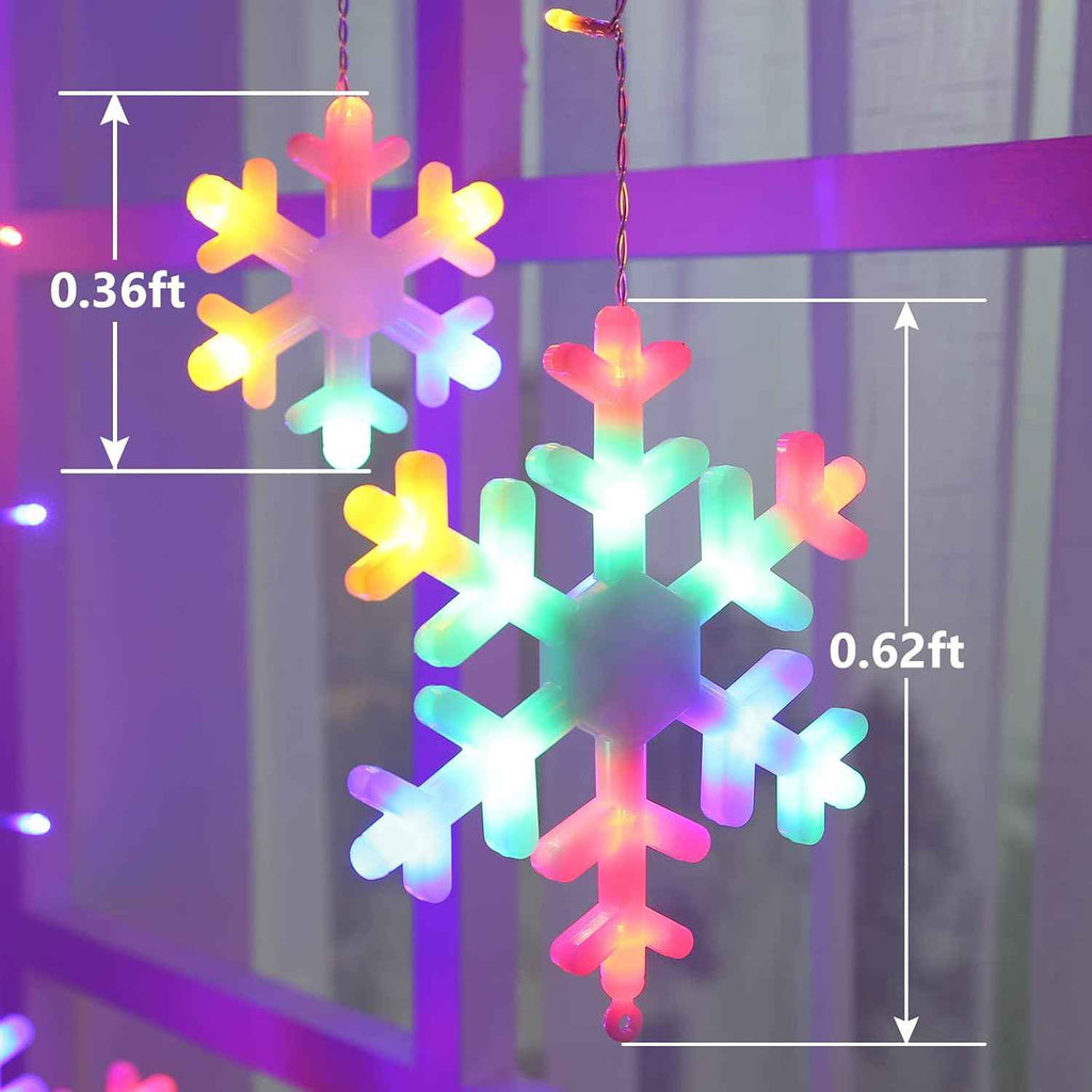 Christmas Snowflake Lights Outdoor, 17.22ft 264 LED Snowflake Icicle Lights with 22 Drops, 8 Modes connectable Plug In Christmas Light Waterproof for Eaves, Garden, Indoor & Outdoor Decor (Multicolor)