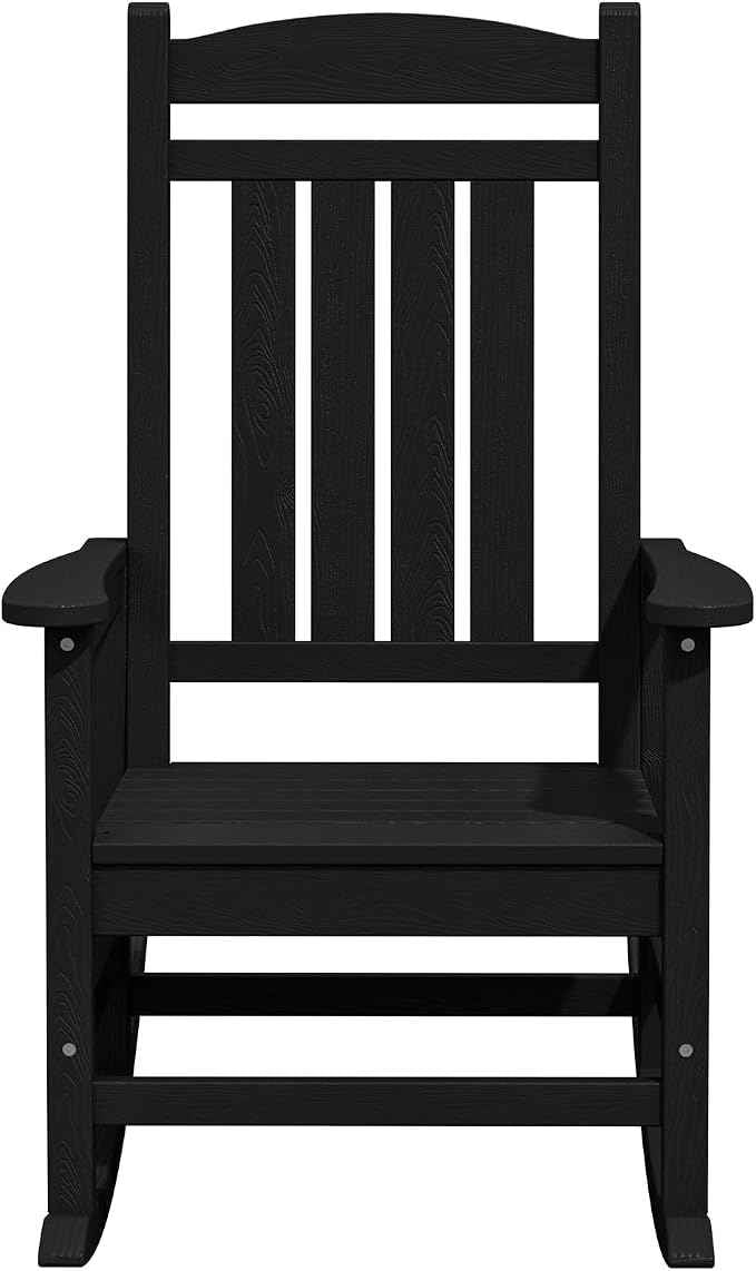 KINGYES Outdoor Rocking Chairs, HDPE All-Weather Patio Rocking Chairs High Back