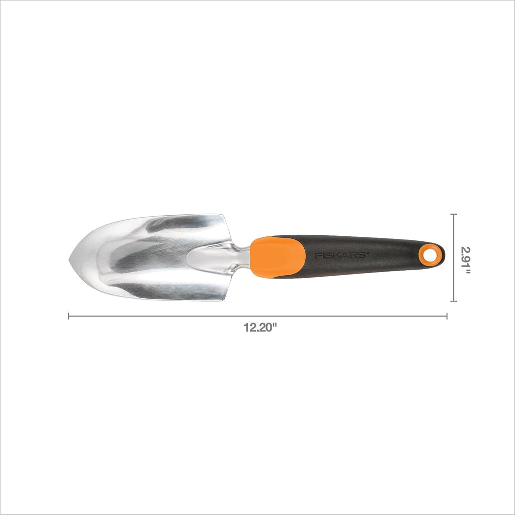 Fiskars Ergo Garden Trowel, Heavy Duty Hand Tool for Digging and Planting | Heavy-Duty Cast Aluminum Rust Resistant Head, Ergonomic Comfort Grip Handle, Hang Hole for Easy Storage, Yard Beds and Pots